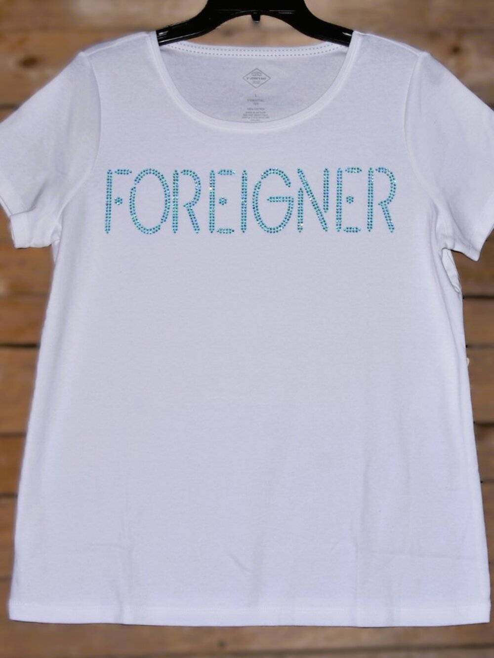 Foreigner rhinestone white short sleeve shirt sz XS S M L XL XXL 1X 2X 3X 4X 5X